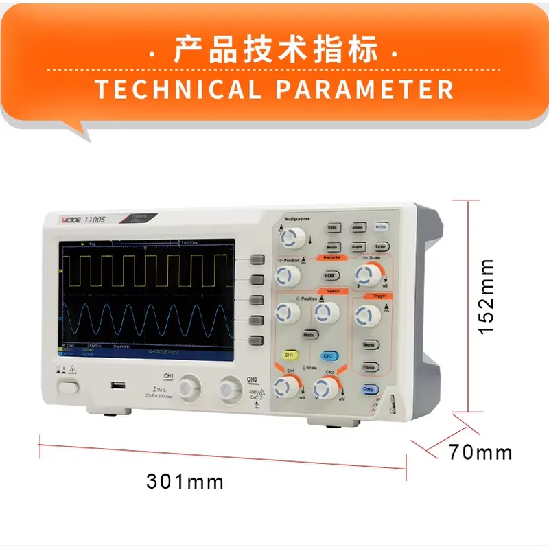 Oscilloscope VICTOR 1100S, ban - Digital Storage Oscilloscope 100Mhz avis et prix