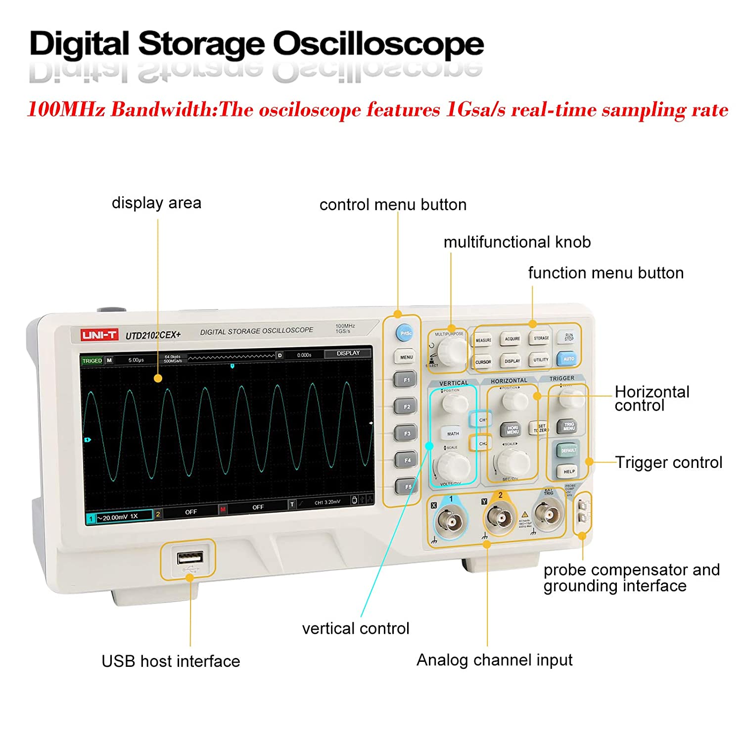 Oscilloscope numérique de stoc - Digital Storage Oscilloscope 100Mhz avis et prix